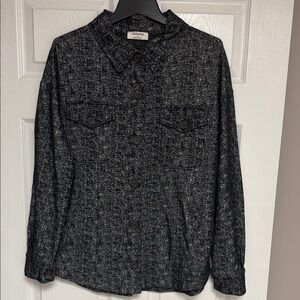 Zenana Outfitters Black and White Heathered Button-Up Shirt Jacket